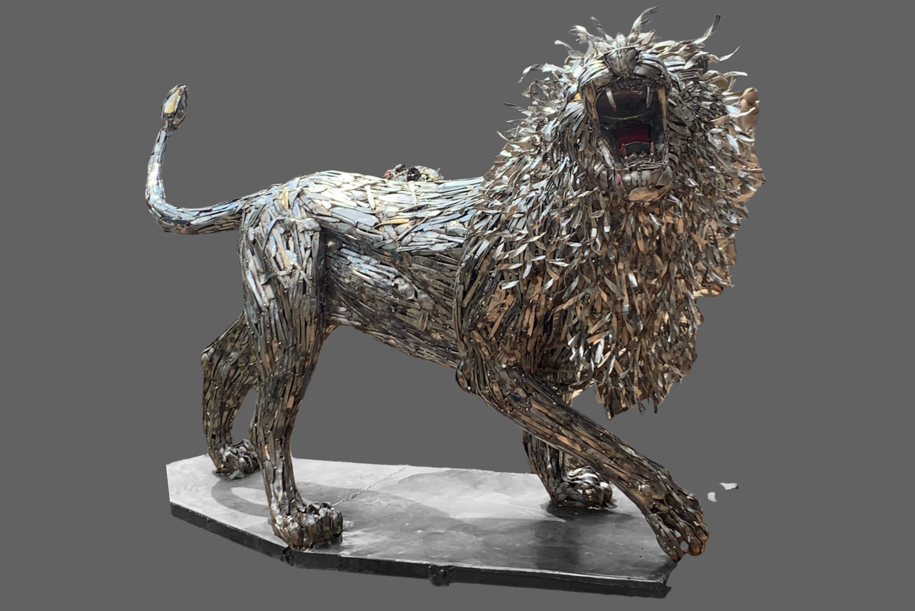 The Sovereign — welded reclaimed metal lion